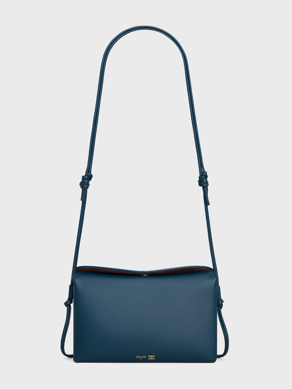 Celine New Trio Blue Leather Messenger Bag with Gold Logo - Picture 4 of 12